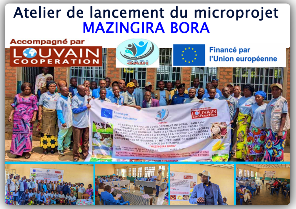 LE SERVICE D&rsquo;APPUI AU DÉVELOPPEMENT INTEGRAL DU KIVU  » SADI-KIVU » LANCE OFFICIELLEMENT LE MICRO PROJET MAZINGIRA BORA EN FAVEUR DES POPULATIONS RIVERAINES DU PNKB A KABARE DANS LA PROVINCE DU SUD-KIVU.